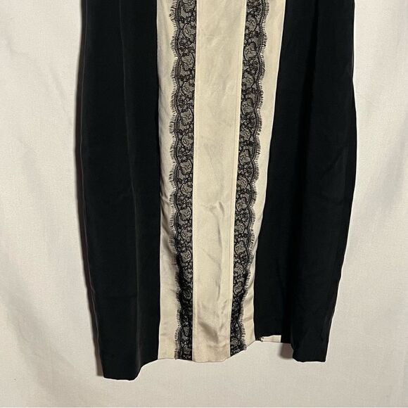 JAYGODFREY Holden Silk Lace Bodycon Razorback Black White Full Zip Dress 6 - Picture 3 of 10